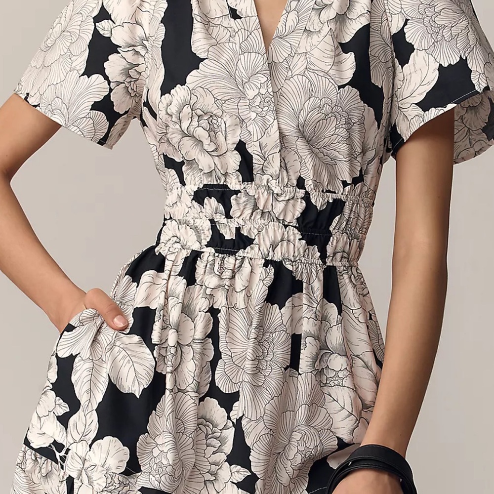 Anthropologie The Somerset Maxi Dress White Rose Floral Peony L Large - Picture 3 of 5